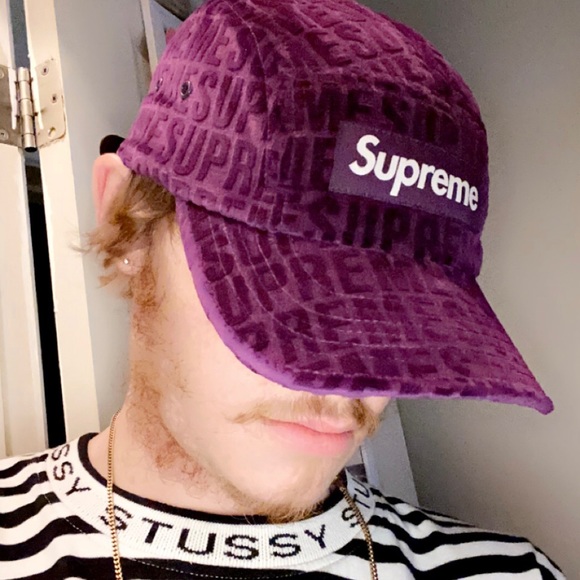 ❌SOLD SUPREME FW21 PURPLE VELVET PATTERN CAP - Picture 4 of 4